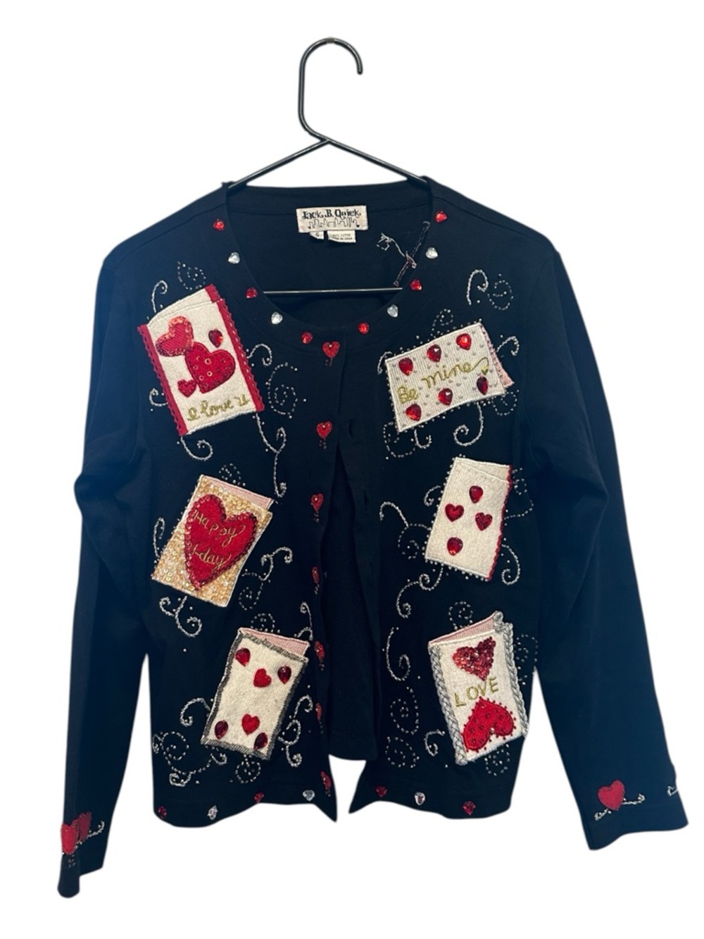 Vintage Y2K Jack B. Quick Valentine Card Embellished Cardigan Sweater Small